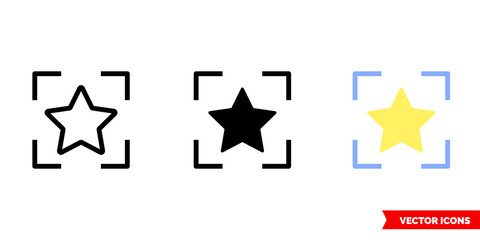 Example icon of 3 types color, black and white, outline. Isolated vector sign symbol.