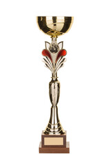 Beautiful gold cup on isolated background for the first place