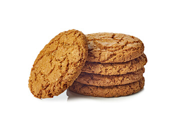 Heap of oatmeal cookies on white