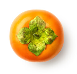 Fresh ripe persimmon fruit isolated on white background