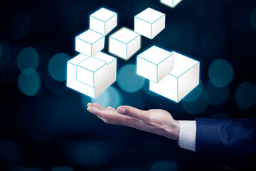 the man holding cubes icon