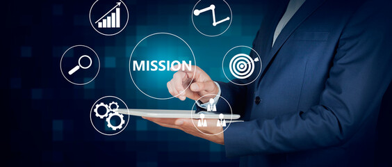 mission concept with business man