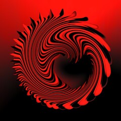 intricate abstract 3D designs based upon a red and black mobius ring