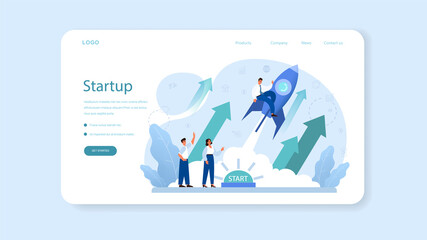Startup web banner or landing page. New business launching.