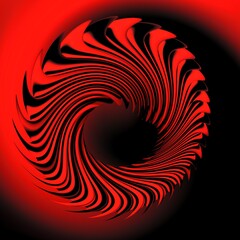 intricate abstract 3D designs based upon a red and black mobius ring