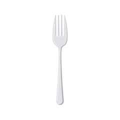 Silver fork icon isolated on white background. Dining cutlery flat design element - chrome fork. Top view silver tableware. Vector cartoon style kitchenware illustration.