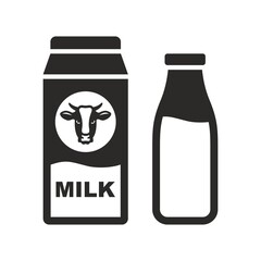 Milk icon. Bottle of milk. Packed milk. Vector icon isolated on white background.