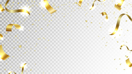 Gold confetti celebration. New year, birthday, valentines day design element.