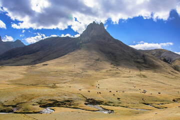 Beautiful sceneries on the Cordillera Huayhuash, Peru