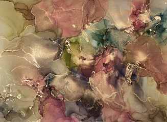 Alcohol ink art.Mixing liquid paints. Modern, abstract colorful background, wallpaper. Marble texture.Translucent colors