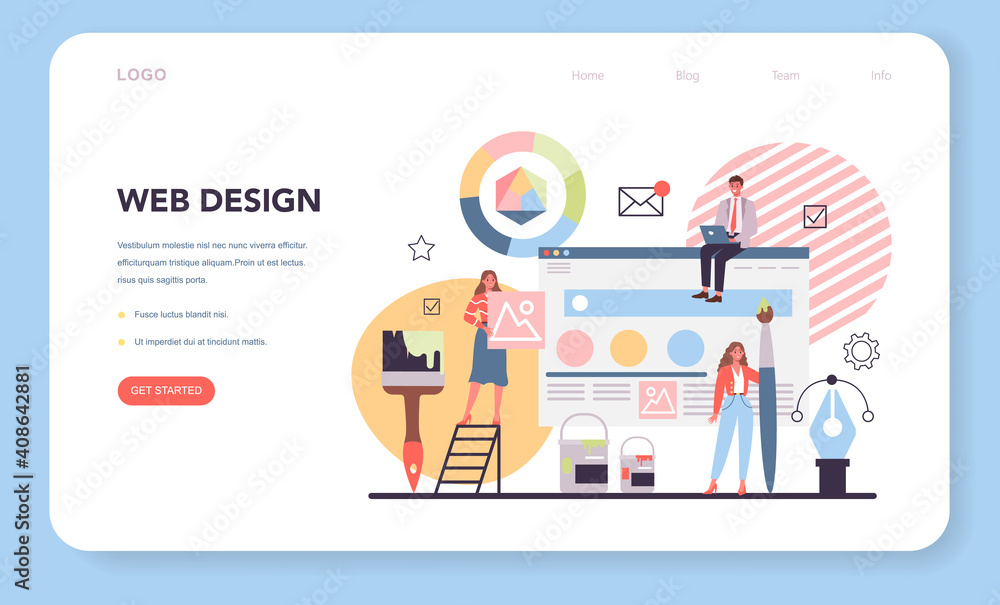 Poster web design web banner or landing page. presenting content on web pages.