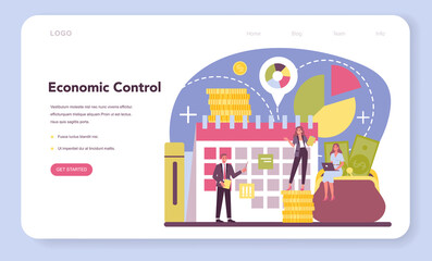 Economist web banner or landing page. Professional scientist