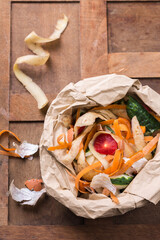Kitchen leftovers for recycling and composting, garbage sorting, zero waste