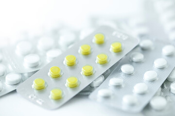 Medicine background of pills in packs