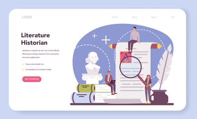 Professional literaturist web banner or landing page. Scientist