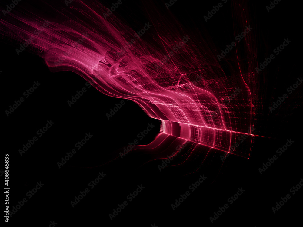 Fototapete liquid wavy red greed over black background. detailed generative fractal graphics. technology and sc