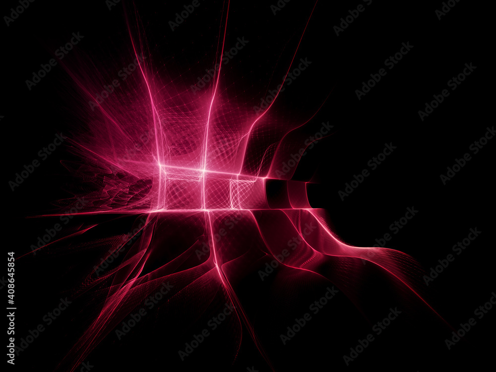 Fototapete liquid wavy red greed over black background. detailed generative fractal graphics. technology and sc
