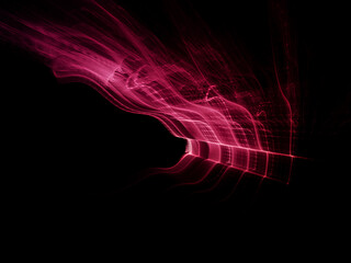 Liquid wavy red greed over black background. Detailed generative fractal graphics. Technology and science concept.