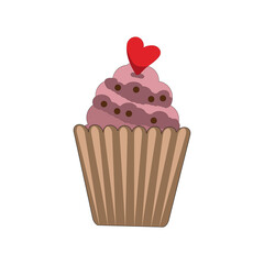 vector illustration of a cake with a heart for Valentine's day