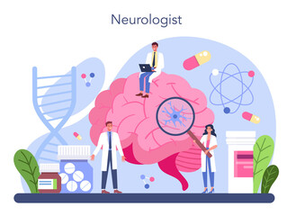 Fototapeta na wymiar Neurologist concept. Doctor examine human brain. Idea of doctor