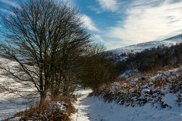 Malvern Hills in snowy weather Worcestershire UK