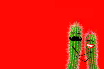 Valentines Day Cactus couple in love