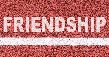 It says on the treadmill along the white line - FRIENDSHIP