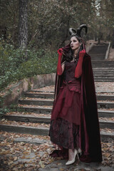 Naklejka premium Dark fairy in the forest