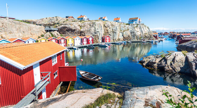 Sm&ouml;gen..West coast of sweden with colorful boat houses