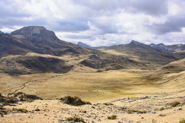 The open landscape  at the Janca (Mitacocha) campsite, Cordillera Huayhuash circuit, Ancash, Peru