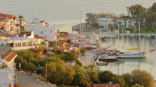 Datca harbour at sunrise in Turkey