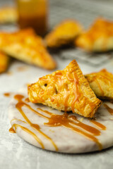 Apple turnover with salted caramel sauce