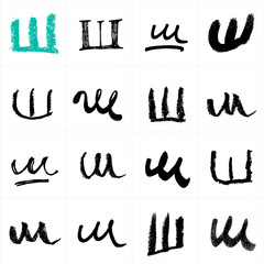 Cyrillic alphabet. Uppercase Russian and Ukrainian handwritten fonts. Drawn with paint and chalk vector fonts. Alphabet collection. Handwritten letters. Can be used as logo, posters fonts.