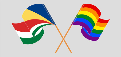 Crossed flags of Seychelles and LGBTQ
