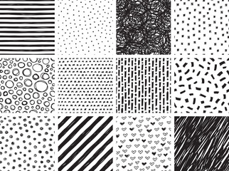A Collection of seamless patterns in a scribble style.