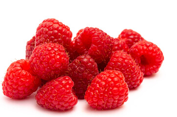 Appetizing red raspberry berries close up