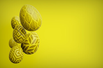 Easter egg 3d rendering floating for holiday content.