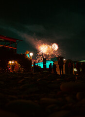 People and fireworks