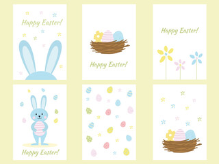 Set greeting cards with easter rabbits vector image