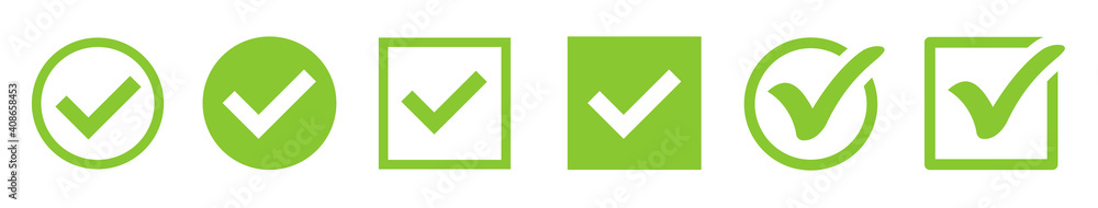 Poster green check mark icon. check mark vector icon. checkmark illustration. vector symbols set ,green che