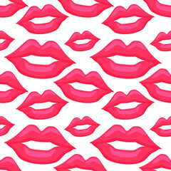 Kiss Emoji Pattern. Lips Seamless Background Symbols. Silhouette Emoticon Love Erotic Design Vector.