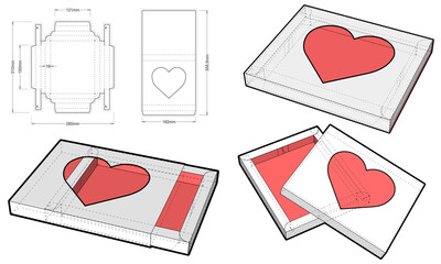 Folding Box (Internal measurement 15x12x1.5 cm) and Die-cut Pattern. EPS file is fully scalable. Prepared for real cardboard production.