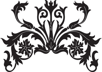 floral baroque motif black silhouette isolated on white background