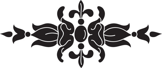floral baroque motif black silhouette isolated on white background