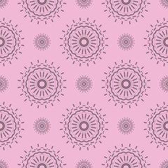 Seamless pink and grey mandala pattern wallpaper