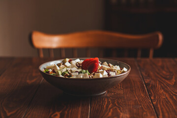 ensalada fresca bowl de ensalada fresca mesa con ensalada tazón de ensalada