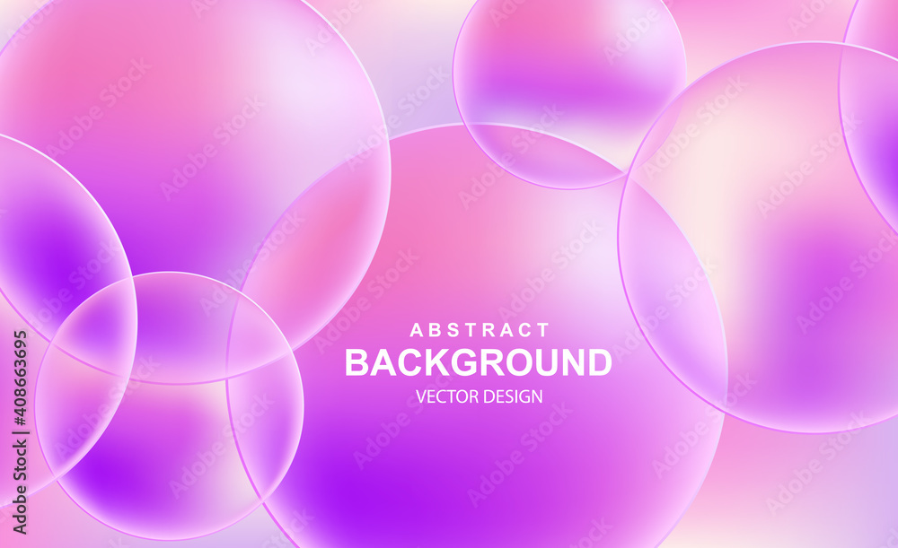 Poster abstract background with 3d purple and pink balls. dynamic colorful bubbles, futuristic composition 