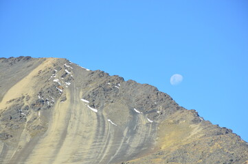 Moon in landscape on the way to Coroico, Bolivia, La Paz