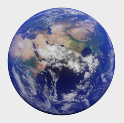 3d render of planet earth on white background