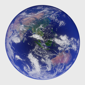 3d render of planet earth on white background